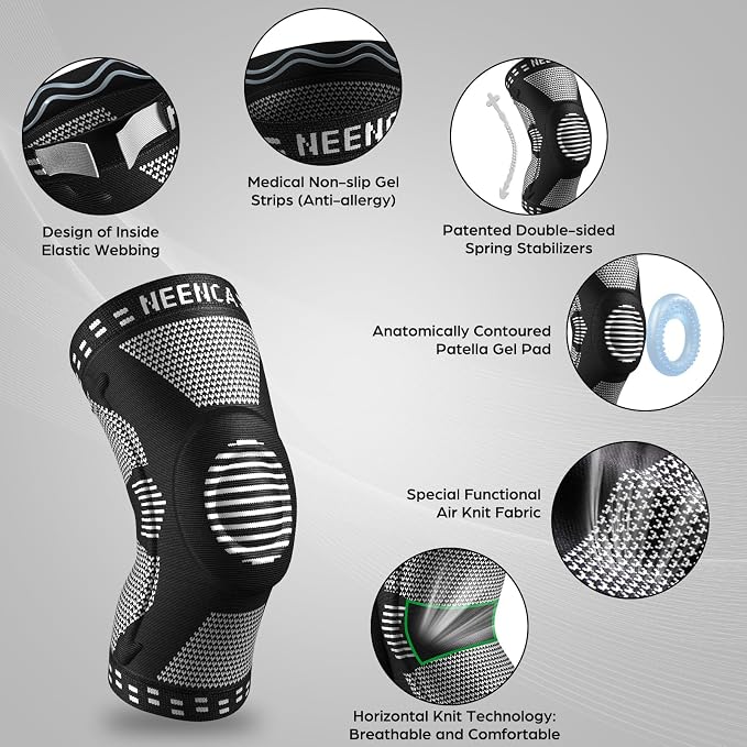 NEENCA Professional Knee Brace, Medical Knee Support for Women & Men Relief | Patented Patella Gel Pad & Side Stabilizers, Compression Sleeve for Knee Pain, Swelling, ACL, PCL, Arthritis, Sports, Workout
