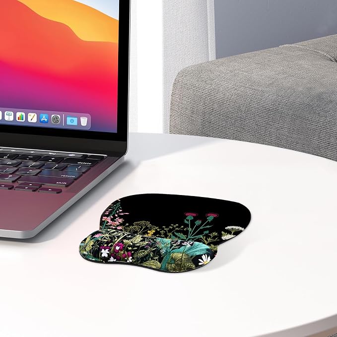 EooCoo Ergonomic Mouse Pad with Wrist Rest, Memory Foam Support Mousepad | Non-Slip Base for Computer, Cafe, Home & Office, 9.64 x 8.26 in Office Desk Accessories, Carpal Tunnel Relief