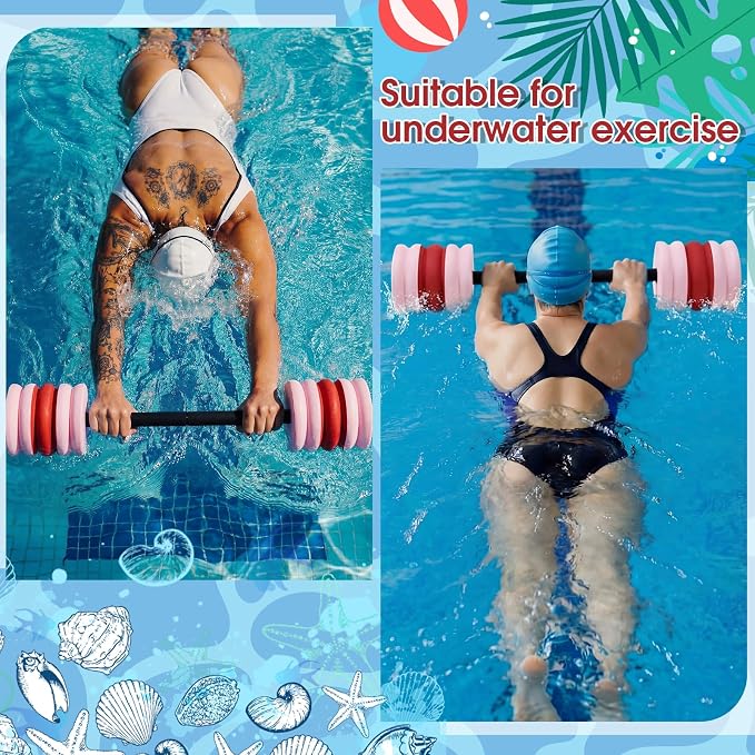 Soulchen Long Aquatic Exercise Dumbbells Pool Exercise Foam Water Weights Dumbbell Aquatic Pool Barbells with High Density EVA Foam for Swim Water Aerobics Workouts Loss