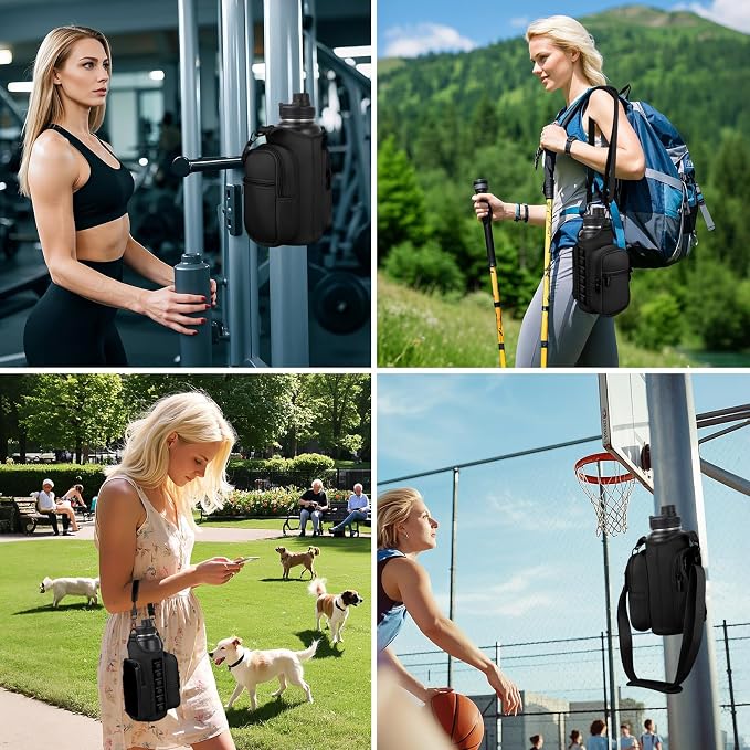 Magnetic Gym Bag Water Bottle Holder with Phone Pockets Shoulder Strap for Men Women