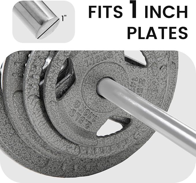 Fitvid Stardard Barbell for Weightlifting and Power Lifting, 300 Pound Capacity