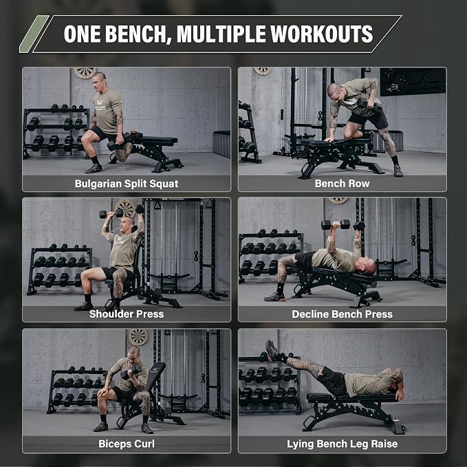 MAJOR FITNESS Weight Bench, Adjustable Workout Bench for Strength Training, Bench Press, and Full-Body Workouts for Home Garage Gym
