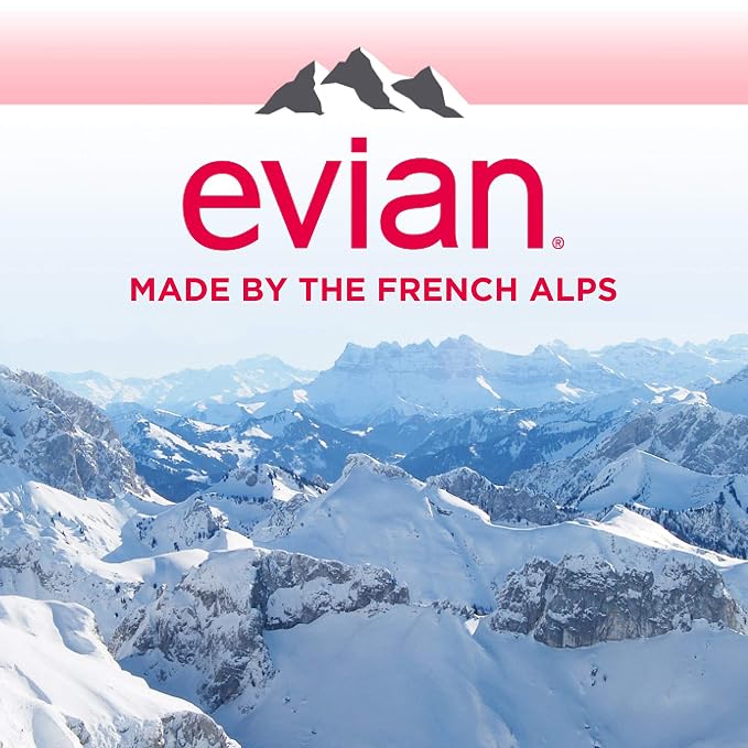 evian Natural Spring Water, 750 ml (25.36 fluid ounce) Water Bottle with Sports Cap, 12 Pack