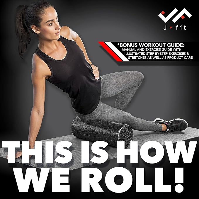 JFIT High Density Foam Roller – EPP Deep Tissue Massage Roller for Muscle Recovery, Myofascial Release & Stretching