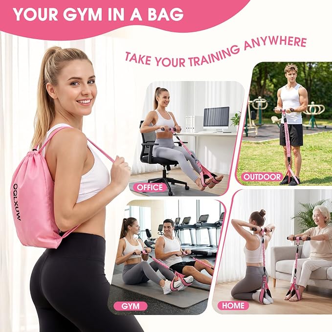 Upgraded Multifunction Pedal Resistance Band with Handle, Adjustable Foot Pedal Resistance Bands for Core, Arm, Legs, Body Strength, Portable Home Gym Workout Equipment for Men & Women