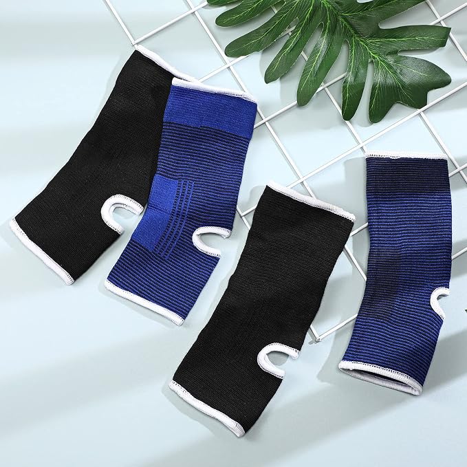 Haysandy 4 Pieces/ 2 Pair Kids Ankle Support Brace Elastic Kids Compression Socks Knitted Ankle Sleeve for Jogging Running Fitness(Black, Dark Blue,10-15 Years)