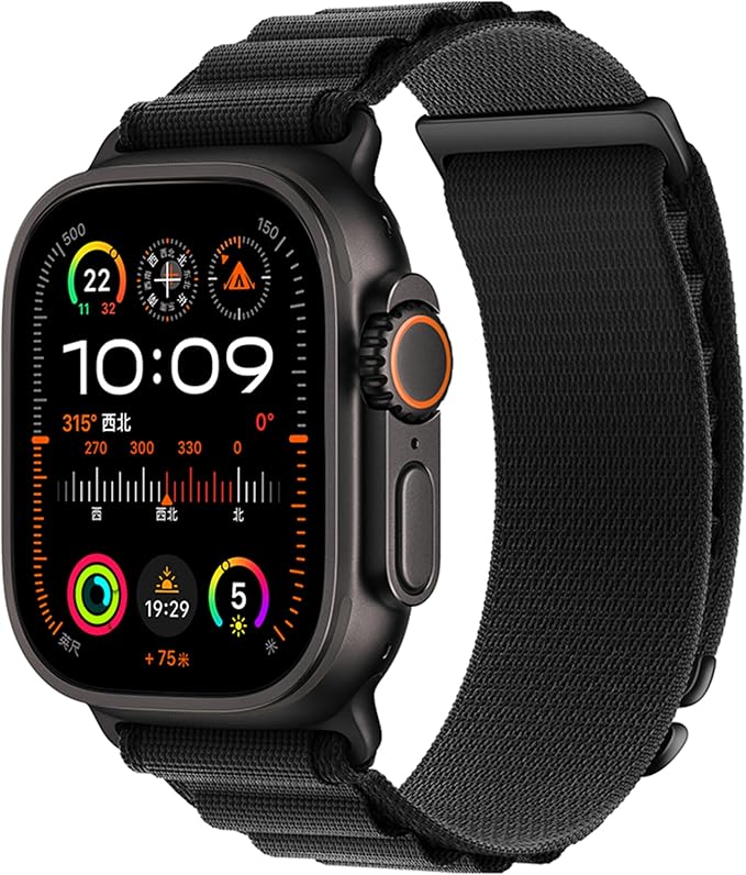 Alpine Nylon Sport Bands Compatible with Apple Watch Ultra Band 49mm 46mm 45mm 44mm 42mm Men Women, Stretch Loop Strap with D-Hook for iWatch Series 10 Ultra SE 9 8 7 6 5 4 3 2 1 (B-Black, 49mm/46mm/45mm/44mm/42mm(Series 3))