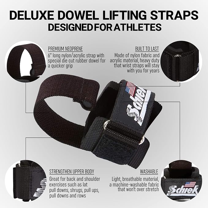 Schiek Sports Model 1000-DLS Deluxe Dowel Lifting Straps