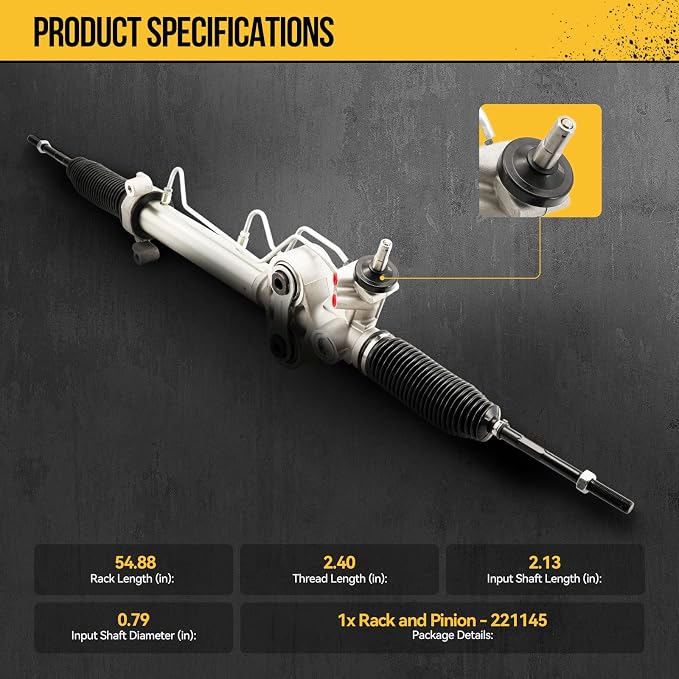 KAC Hydraulic power Steering Rack and Pinion for Tahoe 2008-2013 5.3L/2007 2014 All Models, Suburban 1500/Yukon XL 1500 2007-2014, Avalanche 2007-2013, Yukon 2007 2014 Replace# 221145