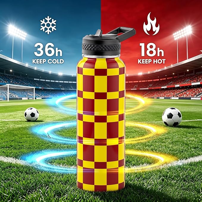 RAYMYLO Insulated Water Bottle 40 oz, Triple Wall Vacuum Stainless Steel | (Cold for 36Hrs, Hot for 18Hrs), Leak Proof & Non-BPA, Modern Water Flask Jug with Paracord Handle & Straw Spout Lids