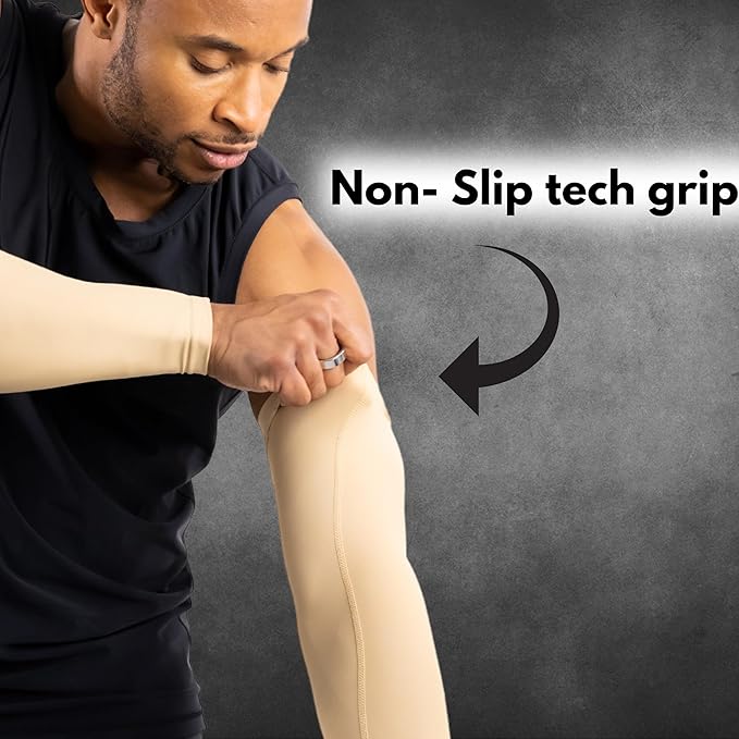 CompressionZ Compression Arm Sleeves for Men & Women| Cooling UV Sun Protection Elbow Pain Relief for All Sports and Recovery