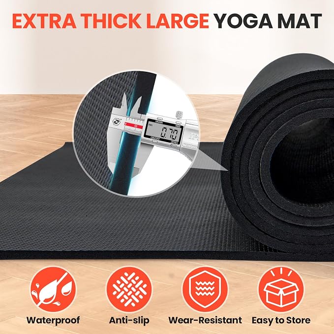 Stepwaver Extra Large Exercise Mat, 6'x4'/ 7'x5'/ 8'x6'/10'x6'x8mm (1/3 inch), Non-Slip, Ultra Durable, Thick Large Workout Mat for Home Workouts, Yoga Mats for Fitness, High-Density Exercise Mat, Shoes-Friendly