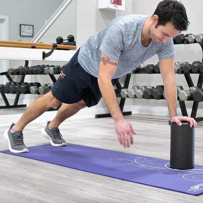 OPTP AXIS Firm Density Foam Roller – Round, Black, 12"L X 6" | High density firm foam roller for physical therapy, yoga, Pilates, fitness exercise & sports training, Heat-molded EPP foam