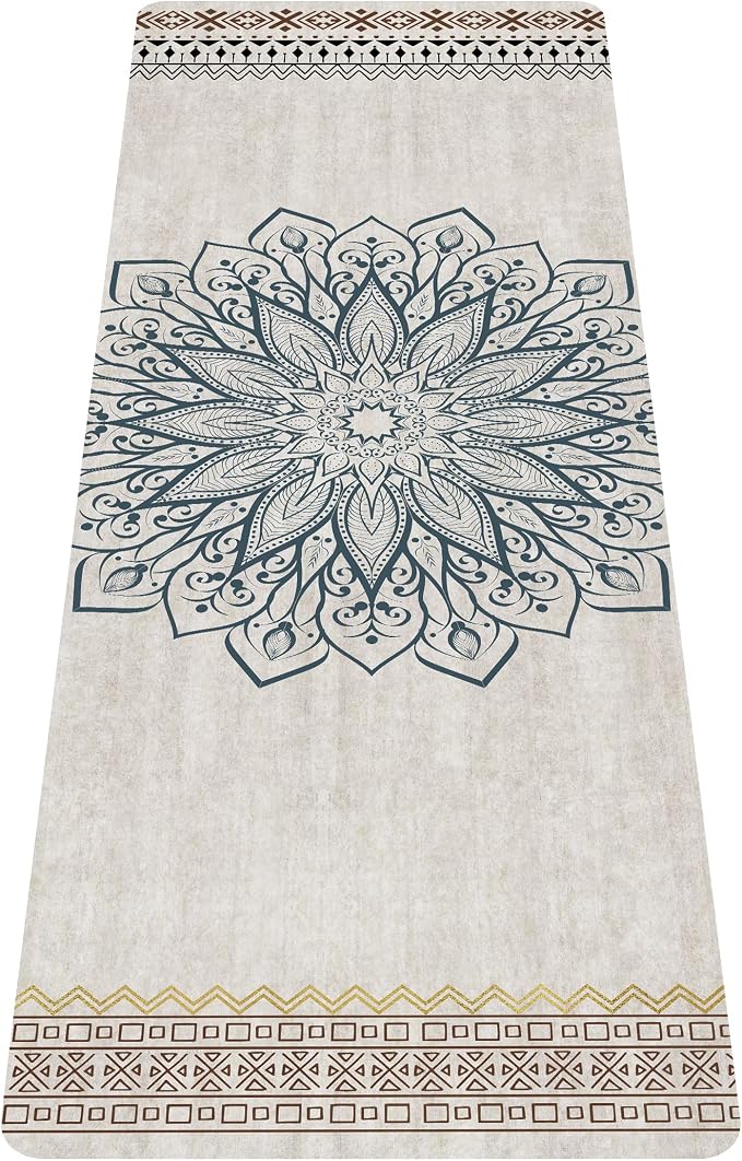 nuveti Printed Travel Yoga Mat 1/16 Inch Thick Non Slip Fitness Workout Mat | with Carrying Bag, Foldable Lightweight Suede & Natural Rubber Yoga Mat for Yoga Pilates and Fitness 72" L x 24" W x 1.5mm