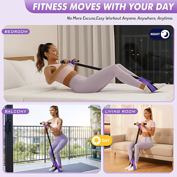 Pedal Resistance Band with Handle | Upgraded 55LBS Exercise Resistance Bands for Core, Abs, Legs, Glutes, Arms, Strength, Physical Therapy, Pilates, Sit Up Workout Equipment for Women Home Gym