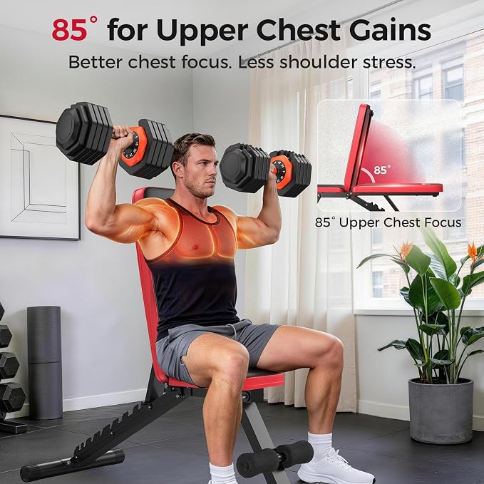 NICEPEOPLE Adjustable Weight Bench for Home Gym, 660LBS Capacity Workout Bench with 8 Backrests for Chest Shoulders Arms, Compact and Foldable Strength Bench for Small Space Apartment Room
