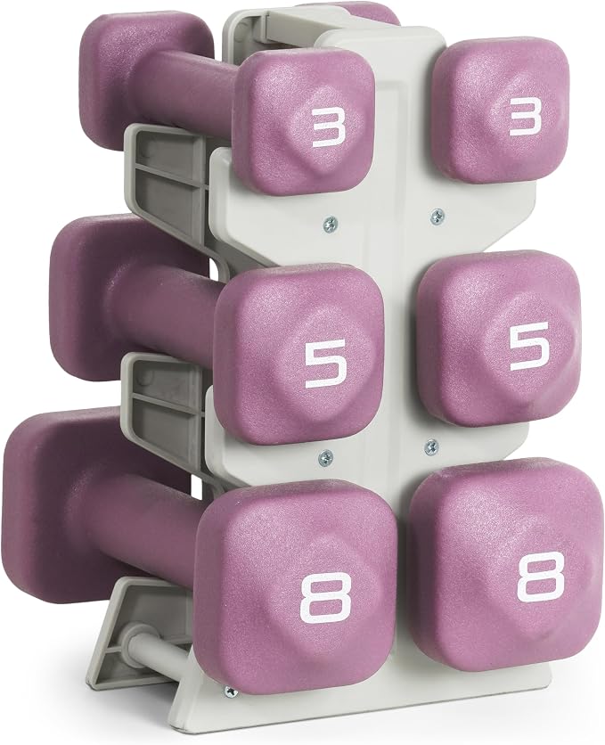 Tone Fitness Neoprene Dumbbell Set with Storage Rack – Non-Slip, Anti-Roll Hand Weights for Home Gym Workouts | 20 lb, 32 lb, 50 lb, 60 lb & 100 lb Options