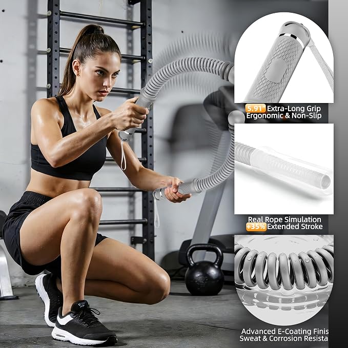 Upgrade Weighted Ropeless Battle Ropes, Adjustable Cordless Battle Rope – Portable Battle Ropes for Home Gym Workout, HIIT & Cardio Full Body Training Exercise Rope for Strength Training Men & Women