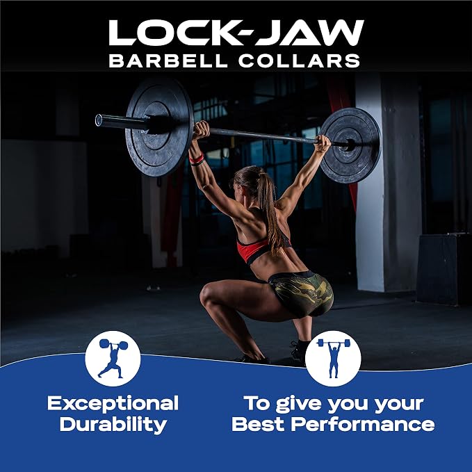 Lock-Jaw PRO 2 Barbell Collars with Magnets Barbell Clamps - 1 Pair Heavy Duty Bar Clamps for 2” & 50mm Olympic Bars – Secure Weight Bar Clamps for Strength Training & Home Gym Accessories