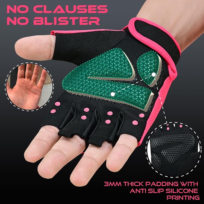 BEAST RAGE Workout Gloves for Men & Women - Fingerless Gym Gloves with Palm Protection, Breathable & Lightweight for Weightlifting, Cycling & Pull Up