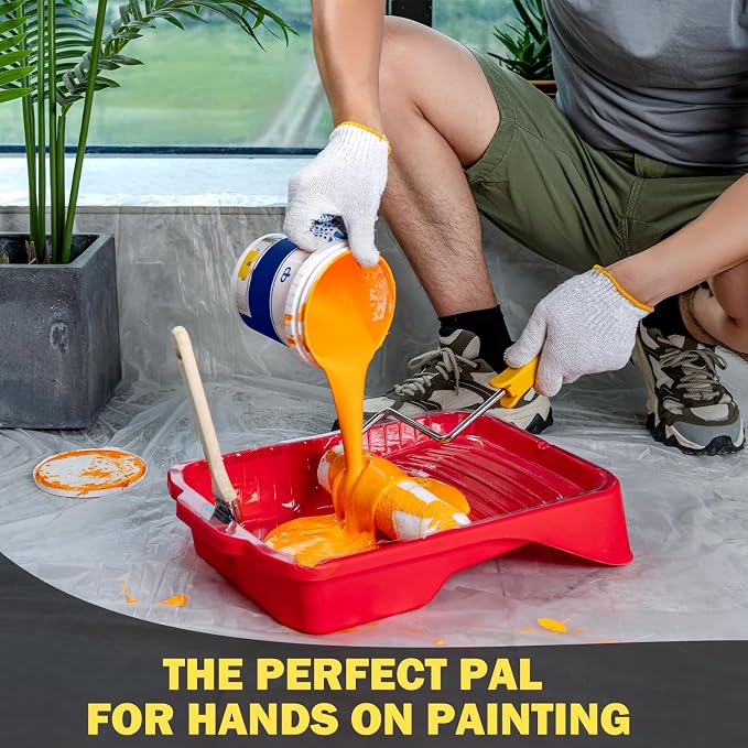 Mister Rui 17 Pieces Paint Roller Kit with 9 Inch Magnetic Tray and Liners | Wall Painting Supplies with Microfiber Roller Cover, Roller Frame, 1.5 Inch Sach Brushes, Sanding Sponge for Painting Project