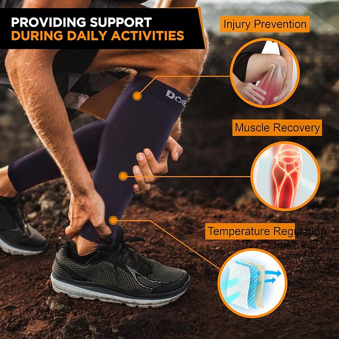 Doc Miller Compression Calf Sleeve for Men & Women, 20-30mmHg | Graduated Support for Running, Shin Splints, Calf Strain, Knee High, Small to 6XL Plus Size
