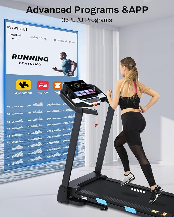 Auto Incline Treadmill for Home - 3.5HP Folding Treadmills Running Machine, 320 LBS Capacity, 10 MPH Speed, Bluetooth App, Upgrade LCD Panel, 36 Preset Programs