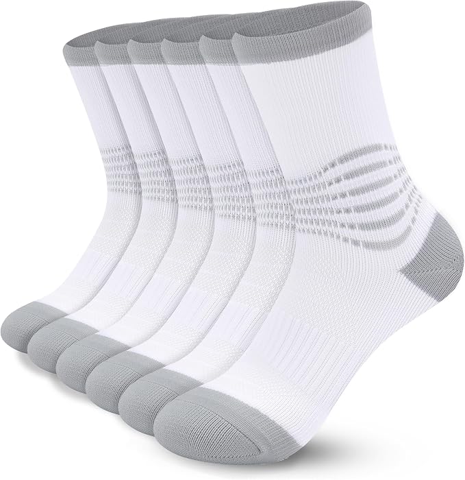IRAMY Crew Compression Socks for Women Men with Ankle Arch Support Plantar Fasciitis Relief 3/6 Pairs