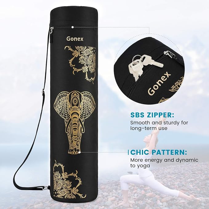 Gonex Yoga Mat Bag, Full-Zip Mat Carrier | 600D Oxford Fabric, Wet Pocket, Front Zip Pocket, Adjustable Strap, Fits Mats up to 26"