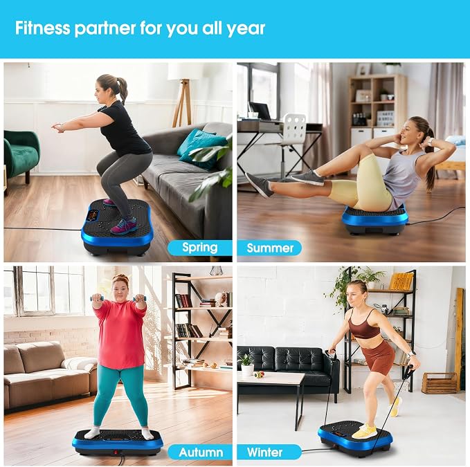SoftGym Vibration Plate Exercise Machine for Lymphatic Drainage & Fitness | Quiet Heavy Duty 450lbs Capacity Platform, 120 Speeds Shake Machine with Resistance Bands for Home Muscle Activation