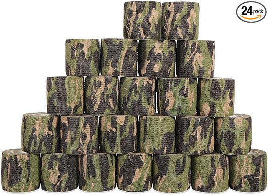 24 Rolls Elastic Self Adhesive Bandage Wrap 2 inch, Breathable Non Woven Cohesive Bandage, Vet Wrap for Dogs, Ankle Sprains Swelling Tape, Sports Athletic Tape (Jungle Camo)
