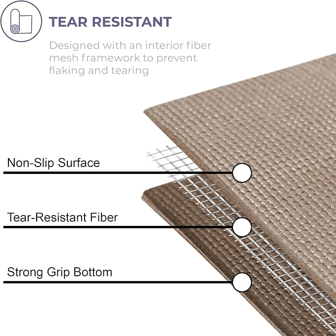 Voyage 5mm Studio Yoga Mats, 6 Pack, 72x24in | Extra Long, Anti-Tear Exercise Mats for Workout, Stretching, Fitness - Non Slip Gym Mats for Home, Schools and Studios