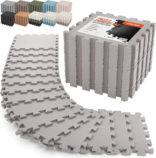 AIRHOP 18 PCS Gym Floor Mat, EVA Foam Puzzle Gym Mat, High-Density Interlocking Foam Floor Tiles for Home Gym, Play Workout Garage Kitchen Flooring 12.6"x12.6"x0.4"