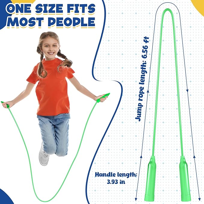 100 Pack PVC Kids Jump Rope, Adjustable Skipping Ropes Bulk for PE Events | 6.56 Ft, Tangle-Free Skipping Rope, Soft Plastic Jump Rope, Comfortable Grip, Team Games, Carnival Prize, Classroom Supplies