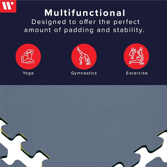 We Sell Mats 1/2" Thick Multipurpose EVA Foam Exercise Floor Mat, Interlocking Tiles, Anti-Fatigue for Home or Gym, 24 in x 24 in, 25 Tiles, Navy