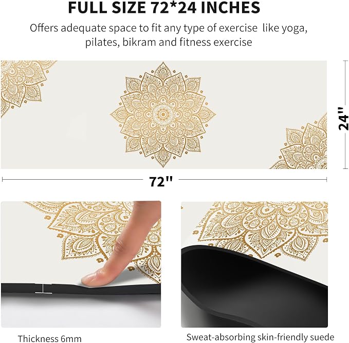 nuveti Yoga Mat Print Extra Thick TPE Non Slip Fitness Exercise Mat with Carrying Bag,72"x24" Extra Thick 6MM Exercise & Workout Mat for Yoga, Pilates Fitness and Floor Exercises
