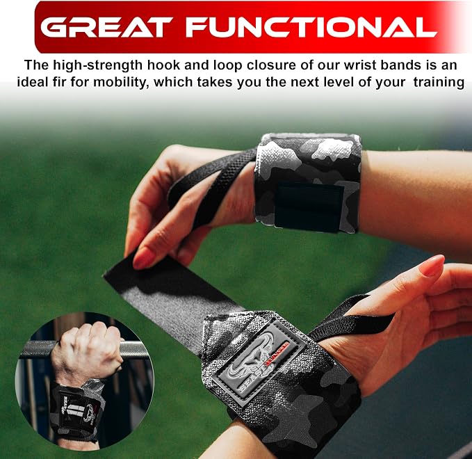 Wrist Wraps for Weightlifting - Adjustable Lifting Straps With Thumb Loop for Enhanced Gym Support, Powerlifting, Bodybuilding and Workout