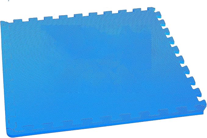 BalanceFrom Puzzle Exercise Mat 1/2" Thick, EVA Interlocking Foam Floor Tiles for Home Gym, Mat for Home Workout Equipment, Floor Padding for Kids, Blue, 24 in x 24 in x 1/2 in, 24 Sq Ft - 6 Tiles | Tiles for Home Gym, Mat for Home Workout Equipment, F...