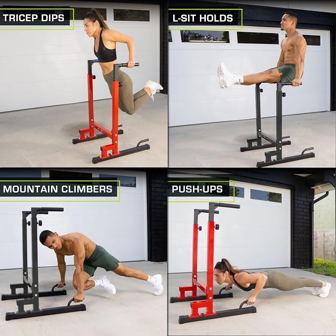 ProsourceFit Dip Stand Station, Heavy Duty Ultimate Body Press Bar with Safety Connector for Tricep Dips