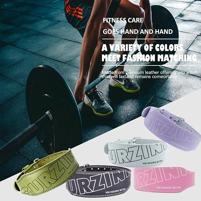 9mm Leather Fitness Weight Lifting Belt for Women&Men with 4 Inches Padded Lumbar Support for Power Lifting Workout & Squats Exercise