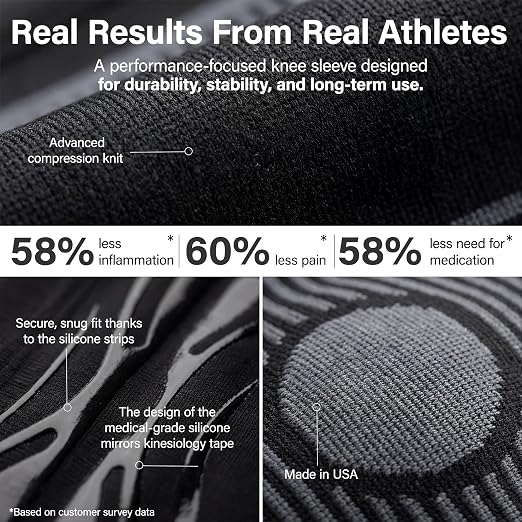 Kinesiology Knee Compression Sleeves - Professional Knee Support Braces for Men and Women for Joint Pain Relief, Swelling, ACL, MCL, FSA and HSA Approved (Black, Large)