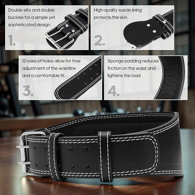 Women's Weight Lifting Belt 4 Inch Wide, Gym Powerlifting Belt for Women with Padded Lumbar Support, Adjustable Fitness Belt for Deadlift, Squats, Cross Training & Workout