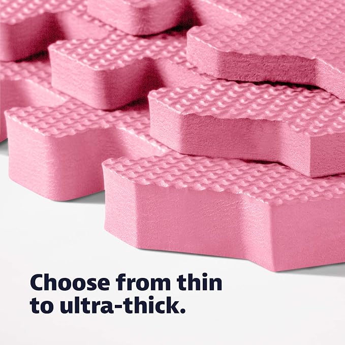 We Sell Mats 1/2 Inch Thickness Multipurpose EVA Foam Floor Tiles, Interlocking Floor Mat for Indoor Gym and Home Use, 24 in x 24 in, Pink, 48 Square Feet (12 Tiles)