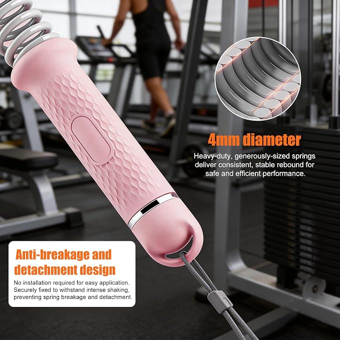 2PC Ropeless Battle Ropes,Portable Cordless Weighted Battle Ropes with Storage Bag, Heavy Duty Cordless Battle Rope for Home Gym HIIT & Cardio Full-Body Workout Tool with Non-Slip Spiral Handles Pink
