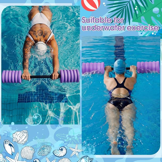 Soulchen Long Aquatic Exercise Dumbbells Pool Exercise Foam Water Weights Dumbbell Aquatic Pool Barbells with High Density EVA Foam for Swim Water Aerobics Workouts Loss