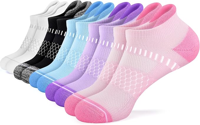 IRAMY Light Compression Socks for Women Arch Support Athletic Cushioned Anti-Blister Comfort Running Ankle Socks 3/5 Pairs
