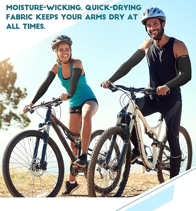 HiRui Arm Compression Sleeves for Men Women Youth, UV Protection 20-30mmHG Support Tattoo Cover, Breathable Moisture-Wicking