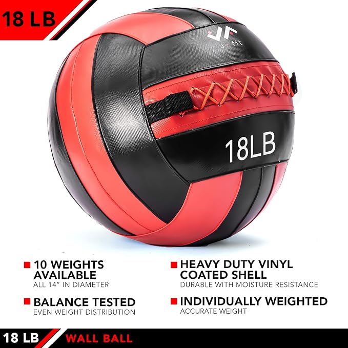 JFit Wall Ball – Premium Soft Weighted Exercise Ball for Strength, Conditioning, Gym & Home Workouts, 4-30 LB