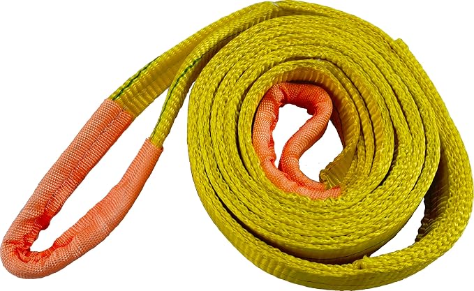 Everest C1130-2" x 3' Yellow Flat Sling Eye to Eye/Lifting Sling for Construction, Lifting, Moving, Hoisting - Strap Heavy Duty - 1-Pack 6400lbs WLL