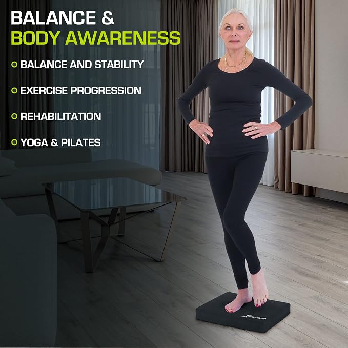 ProsourceFit Exercise Balance Pad, Non-Slip Cushioned Foam Mat & Knee Pad for Fitness and Stability Training, Yoga, Physical Therapy